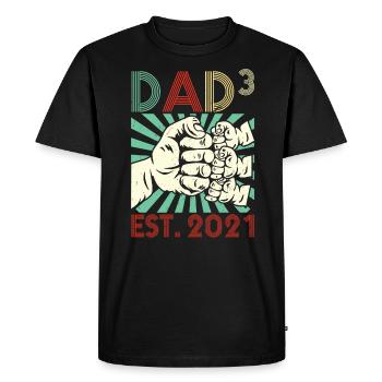 Triple papa 3 enfants Papa Papa 2021 - T-shirt Premium bio Homme - noir - Devant - Nico (187cm)