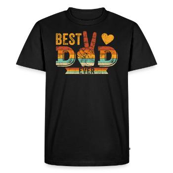 Meilleur Papa Best Papa Grunge Vintage Coeur De Coeur - T-shirt Premium bio Homme - noir - Devant - Nico (187cm)