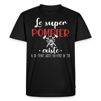 Pompier Caserne Militaire Métier Humour Incendie - T-shirt Premium bio Homme - noir - Devant - Nico (187cm)