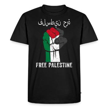 Free Palestine Support Palestine Libre drapeau - T-shirt Premium bio Homme - noir - Devant - Nico (187cm)
