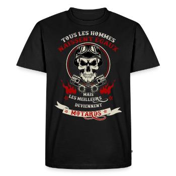 Motard, idée cadeau moto pour papa ou ami - T-shirt Premium bio Homme - noir - Devant - Nico (187cm)