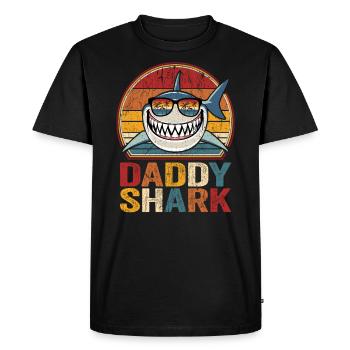 Papa Hai Retro Daddy Shark Shark Papa Dad Dad Grandpa Dad - Men's Premium Organic T-Shirt - black - Front - Nico (187cm)