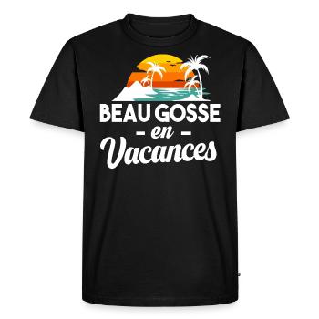 Vacances été plage palmier cadeau humour homme - T-shirt Premium bio Homme - noir - Devant - Nico (187cm)