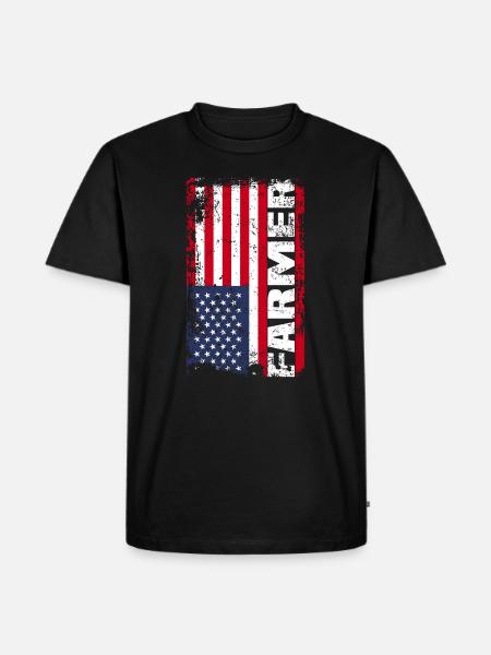 USA Flag - Farmer - Men's Premium Organic T-Shirt - black