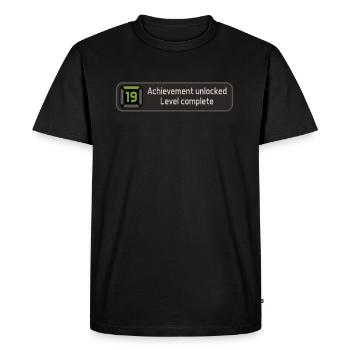 Achievement unlocked - Level 19 complete - Birth - Men's Premium Organic T-Shirt - black - Front - Nico (187cm)