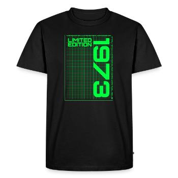 Limited Edition Grid 1973 - Birthday - Men's Premium Organic T-Shirt - black - Front - Nico (187cm)