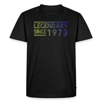 Legendary since 1973 - Great birthday design - Men's Premium Organic T-Shirt - black - Front - Nico (187cm)