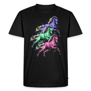 Chevaux - T-shirt Premium bio Homme - noir - Devant - Nico (187cm)
