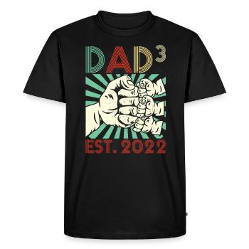 Triple Dad 3 Kids Papa Dad 2022 - Men's Premium Organic T-Shirt - black - Front - Nico (187cm)