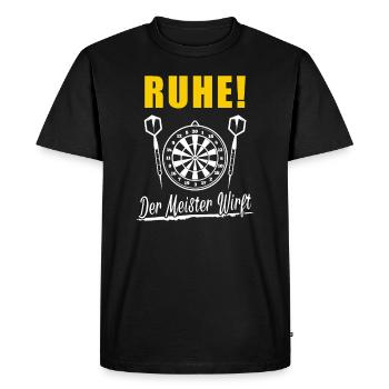Ruhe der Meister wirft Dart Sprüche Geschenk Darts - Männer Premium Bio T-Shirt - Schwarz - Vorne - Nico (187cm)