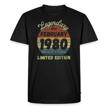Légendaire depuis février 1980 - Anniversaire - T-shirt Premium bio Homme - noir - Devant - Nico (187cm)