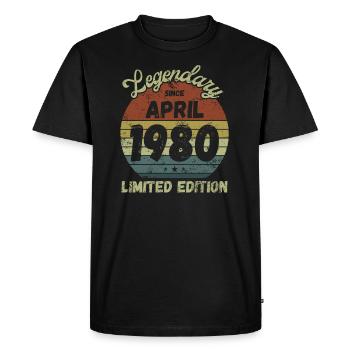 Légendaire depuis avril 1980 - Anniversaire - T-shirt Premium bio Homme - noir - Devant - Nico (187cm)