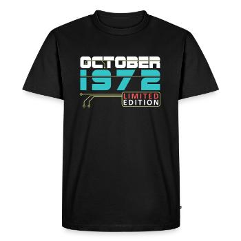 October 1972 - Geburtstag im Oktober - Männer Premium Bio T-Shirt - Schwarz - Vorne - Nico (187cm)