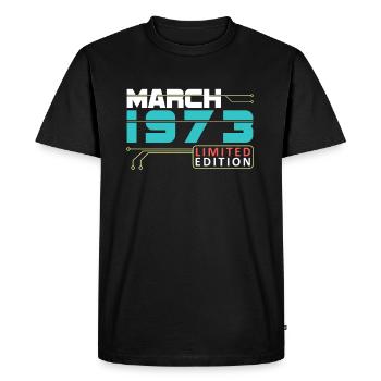 Mars 1973 - Anniversaire en mars - T-shirt Premium bio Homme - noir - Devant - Nico (187cm)