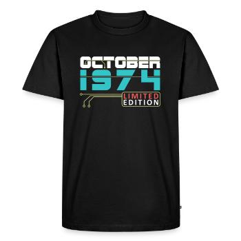 October 1974 - Birthday in October - Men's Premium Organic T-Shirt - black - Front - Nico (187cm)