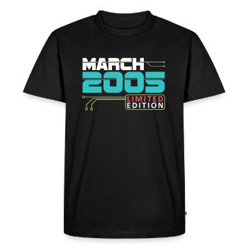 Mars 2005 - Anniversaire en mars - T-shirt Premium bio Homme - noir - Devant - Nico (187cm)