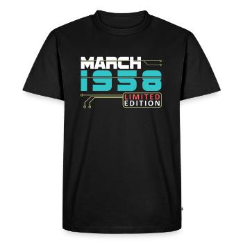 Mars 1958 - Anniversaire en mars - T-shirt Premium bio Homme - noir - Devant - Nico (187cm)