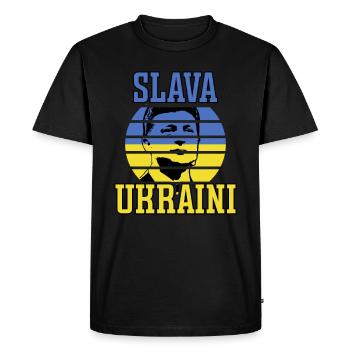 Slava Ukraini Zelensky Coucher de soleil - T-shirt Premium bio Homme - noir - Devant - Nico (187cm)