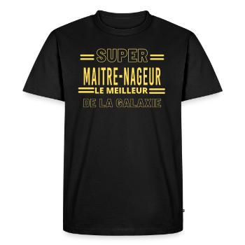 Meilleur de la galaxie MAITRE NAGEUR - T-shirt Premium bio Homme - noir - Devant - Nico (187cm)