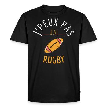 j'peux pas j'ai rugby - T-shirt Premium bio Homme - noir - Devant - Nico (187cm)