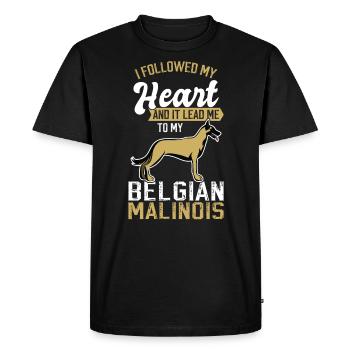 Mon cœur me conduit à mon Malinois belge - T-shirt Premium bio Homme - noir - Devant - Nico (187cm)