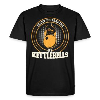 Facilement distrait par les kettlebells - T-shirt Premium bio Homme - noir - Devant - Nico (187cm)