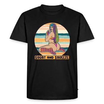 EROTIC SEXY GIRL SQUAT AND SQUEEZE - Men's Premium Organic T-Shirt - black - Front - Nico (187cm)