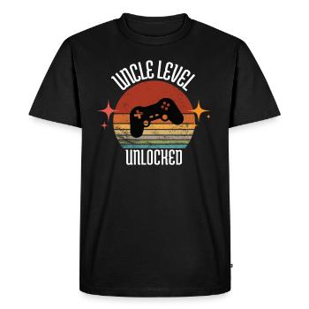 UNCLE LEVEL UNLOCKED - Men's Premium Organic T-Shirt - black - Front - Nico (187cm)
