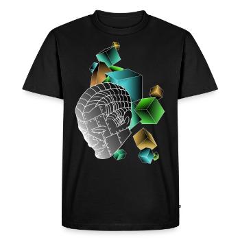 Robots with cubes colorful - Men's Premium Organic T-Shirt - black - Front - Nico (187cm)