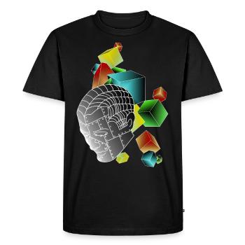 Robots with cubes colorful - Men's Premium Organic T-Shirt - black - Front - Nico (187cm)