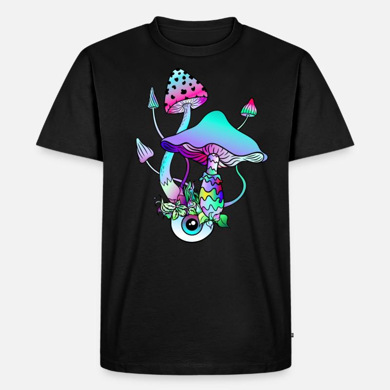 Magic Mushrooms Psychedelic Art - Männer Premium Bio T-Shirt - Schwarz