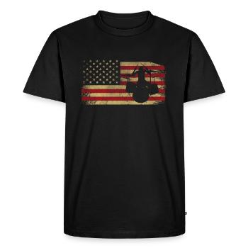 Schlagzeug Drummer Vintage Sunset USA Flag - Men's Premium Organic T-Shirt - black - Front - Nico (187cm)