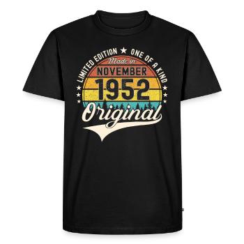 Original November 1952 70th birthday gift - Men's Premium Organic T-Shirt - black - Front - Nico (187cm)