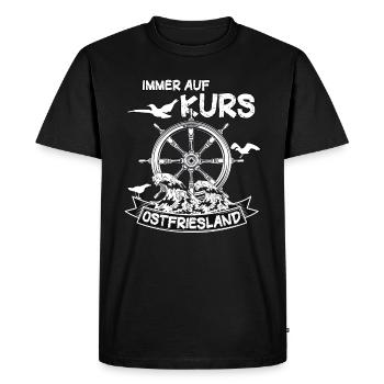 Ostfriesland - Immer auf Kurs, Heimat - Männer Premium Bio T-Shirt - Schwarz - Vorne - Nico (187cm)