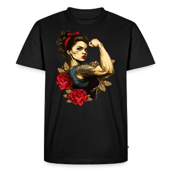 Strong Woman Mother Roses Mother's Day Gift - Men's Premium Organic T-Shirt - black - Front - Nico (187cm)