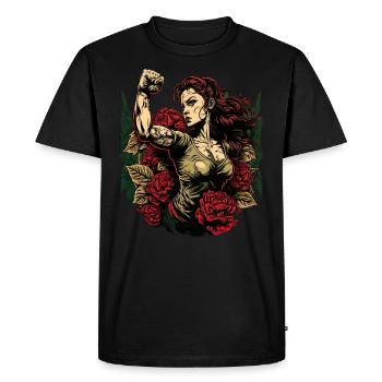Strong Woman Mother Roses Mother's Day Gift - Men's Premium Organic T-Shirt - black - Front - Nico (187cm)