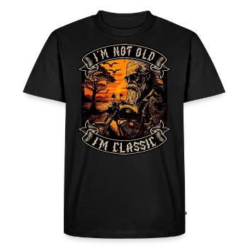 Je ne suis pas vieux je suis motard moto classique - T-shirt Premium bio Homme - noir - Devant - Nico (187cm)