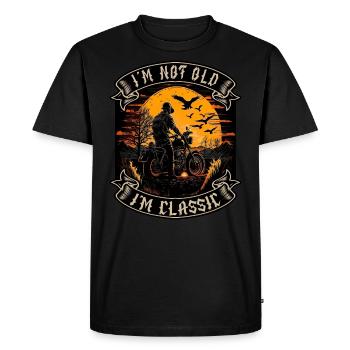Je ne suis pas vieux je suis motard moto classique - T-shirt Premium bio Homme - noir - Devant - Nico (187cm)