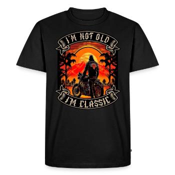 Je ne suis pas vieux je suis motard moto classique - T-shirt Premium bio Homme - noir - Devant - Nico (187cm)