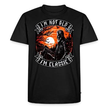 Je ne suis pas vieux je suis motard moto classique - T-shirt Premium bio Homme - noir - Devant - Nico (187cm)