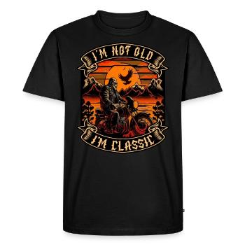 Je ne suis pas vieux je suis motard moto classique - T-shirt Premium bio Homme - noir - Devant - Nico (187cm)