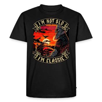 Je ne suis pas vieux je suis motard moto classique - T-shirt Premium bio Homme - noir - Devant - Nico (187cm)