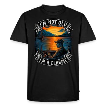 Je ne suis pas vieux Je suis un amoureux des bateaux classiques - T-shirt Premium bio Homme - noir - Devant - Nico (187cm)