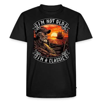 Je ne suis pas vieux Je suis un amoureux des bateaux classiques - T-shirt Premium bio Homme - noir - Devant - Nico (187cm)