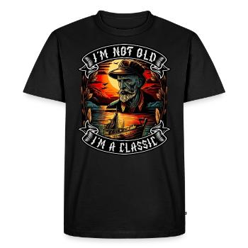 Je ne suis pas vieux Je suis un amoureux des bateaux classiques - T-shirt Premium bio Homme - noir - Devant - Nico (187cm)