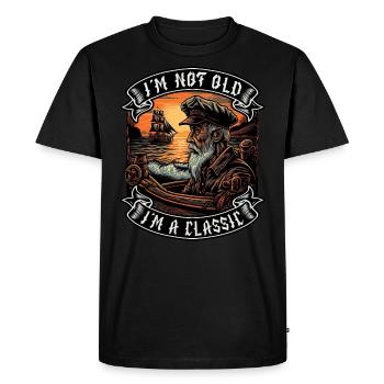 Je ne suis pas vieux Je suis un amoureux des bateaux classiques - T-shirt Premium bio Homme - noir - Devant - Nico (187cm)