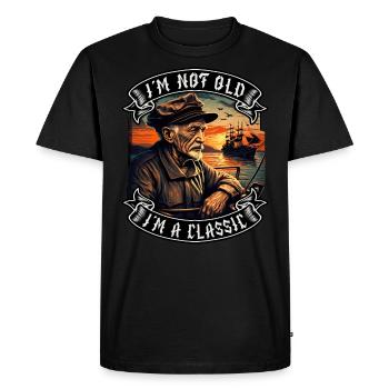 Je ne suis pas vieux Je suis un amoureux des bateaux classiques - T-shirt Premium bio Homme - noir - Devant - Nico (187cm)