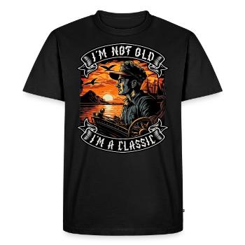 Je ne suis pas vieux Je suis un amoureux des bateaux classiques - T-shirt Premium bio Homme - noir - Devant - Nico (187cm)
