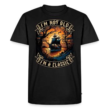 Je ne suis pas vieux Je suis un amoureux des bateaux classiques - T-shirt Premium bio Homme - noir - Devant - Nico (187cm)