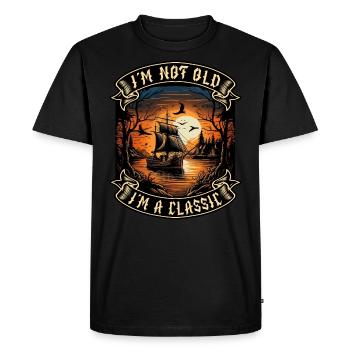 Je ne suis pas vieux Je suis un amoureux des bateaux classiques - T-shirt Premium bio Homme - noir - Devant - Nico (187cm)